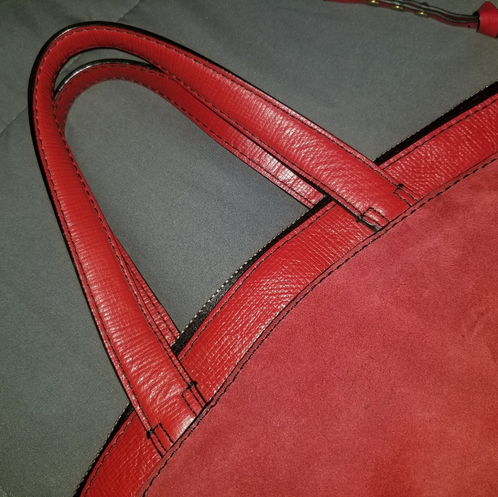OrYany Red Suede and Leather Satchel - Picture 5 of 14